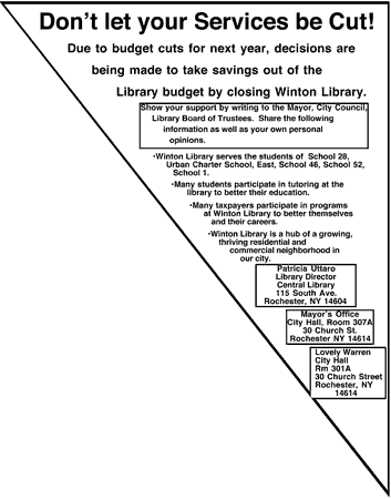 Do Not Cut flyer listing names of people to write your letter of support for the Library.